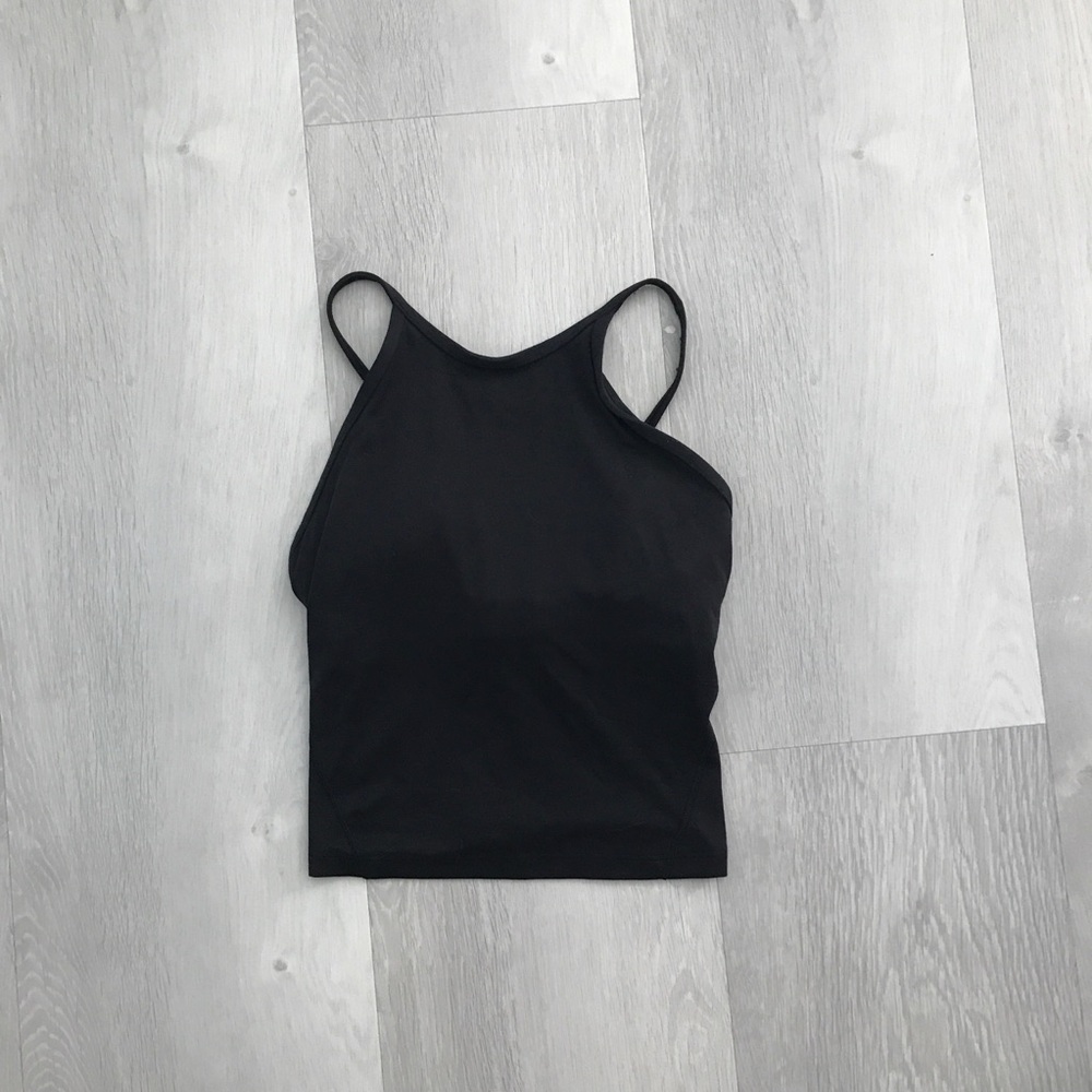 LULULEMON BLACK TANK TOP BUILT IN PADDED BRA WOMENS 2